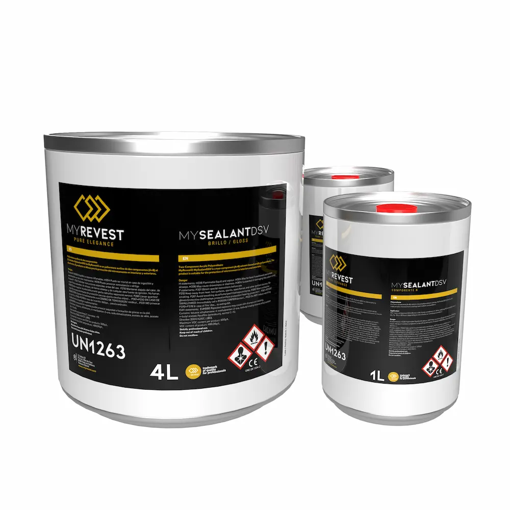 Beholder med to-komponent akryl polyurethan lak opløst i MySealant DSV
