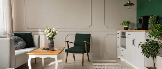 Kitchen with decorative paint on the wall