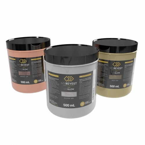 Range of ready-to-use glazes to achieve metallic finishes with glitter